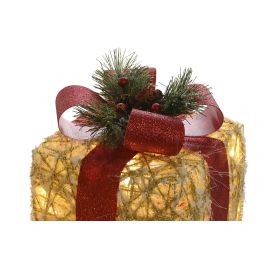 Regalo Navidad Tradicional DKD Home Decor Blanco Rojo 25 x 25 x 25 cm Set de 3 Regalo Navidad Tradicional DKD Home Decor Blanco Rojo 25 x 25 x 25 cm Set de 3