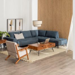 Sofá Chaise Longue Derecha Azul 266 X 222 X 80 cm