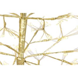 DKD Home Decor Árbol de Navidad Moderno con Luces LED Integradas Cálidas, Diseño Elegante Dorado Metálico, Para Decoración del Hogar, 180 cm Alto