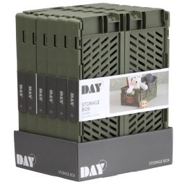 Day Caja Plegable y Apilable Build It Up Verde Oliva 10L (33x24.5x15cm) con 2 Etiquetas, Soporta 20kg