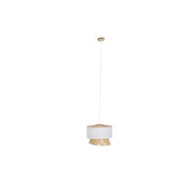 DKD Home Decor Lámpara de Techo Urban de Bambú y Poliéster Marrón Claro Blanco con Flecos 40x39x40 cm E27