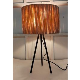 DKD Home Decor Lámpara Sobremesa Colonial Marrón Negro E27 Rafia Metal Ratán 30x51x30 cm (2 Unidades)
