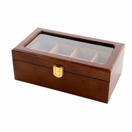 DKD Home Decor Relojero Organizador Caja Estuche para 4 Relojes Marrón de MDF, Terciopelo y Cristal 22 x 12 x 8 cm Precio: 12.50000059. SKU: S3020316