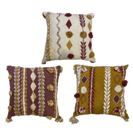 DKD Home Decor Cojín Indio de Algodón para Decoración del Hogar Mostaza Granate Blanco Colores Surtidos - Juego de 3 Unidades 15x40x40 cm Precio: 54.49999962. SKU: S3045068