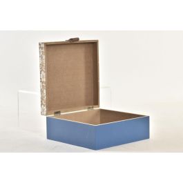 DKD Home Decor Caja Multiusos para Almacenamiento Decorativo Shabby de MDF Azul Blanco 21x21x9 cm, Set de 2 Unidades, Colección Indigo