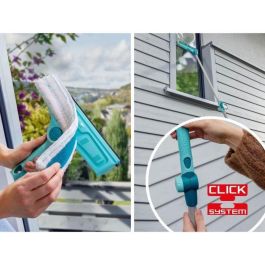 Leifheit 51320 Limpiacristales 4 en 1 con vellón de microfibra, escobilla de 32 cm y limpieza de marcos patentada