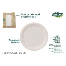 Set de 25 platos redondos de cartón blanco 22 cm - Algon (18 Unidades) Precio: 21.49999995. SKU: B1BXJDN72T