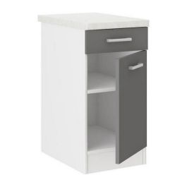 ULTRA Mueble Bajo de Cocina Gris con Encimera, 1 Cajón, 1 Puerta Batiente y 1 Estante - L 40xP 47xH 82 cm