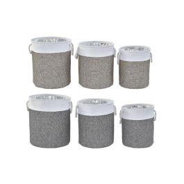 Cesta DKD Home Decor Gris Marron 40 x 49 x 40 cm Set de 3 (2 Unidades)