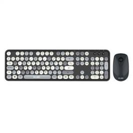 Pack Teclado Y Ratón Inalámbricos Vintage Tono Gris ELBE PTR-105