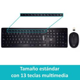 Ewent Teclado Inalámbrico Multimedia EW3256, Diseño Español QWERTY, Tecnología 2.4G, 13 Teclas Multimedia