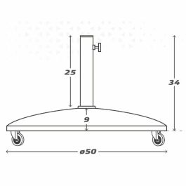 Color Baby Soporte de parasol cemento con ruedas 25 kg tubo 4,8 cm 50x34 cm Acero