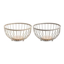DKD Home Decor Frutero Decorativo de Estilo Básico Rosa Beige, 25x13x25 cm, Fabricado en Metal y Rubberwood, Pack de 2 Unidades Precio: 17.5000001. SKU: B14RXDKEZC