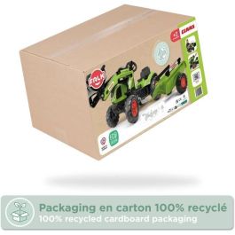 Falk Retroexcavadora CLAAS Arion 410 con Remolque Caja Abierta, Volante con Bocina y Barra Antivuelco, Niños +2 Años