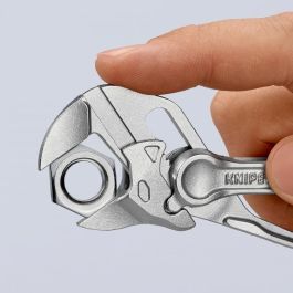 Knipex 86 04 100 Alicates Bimateria Universales de 100 mm Zangenschlüssel XS, Acero Cromado, hasta 2.1 cm