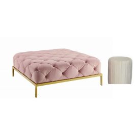 DKD Home Decor Descalzadora Blanco Dorado 100 x 45 x 100 cm Poliester Metal Capitone Precio: 145.58999994. SKU: B168PDX6LP