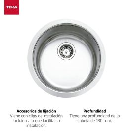 Fregadero de Un Seno Teka BE039 5006 Plateado