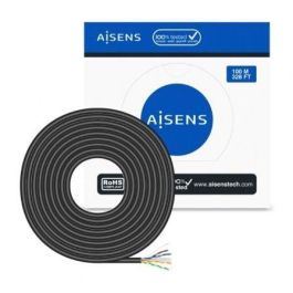 AISENS - CABLE DE RED EXTERIOR IMPERMEABLE RJ45 CAT.6 UTP RIGIDO CCA AWG23, NEGRO, 100M