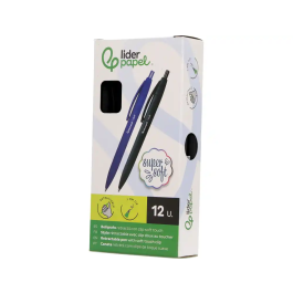 Liderpapel Bolígrafo Retráctil Punta 1 mm con Clip, Acabado Soft Touch, Tinta Negra, Cuerpo Negro, 27x145x70 mm