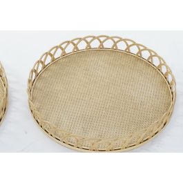 DKD Home Decor Centro Mesa Balines Bambú Marrón 58x58x9 cm, Set de 3 piezas
