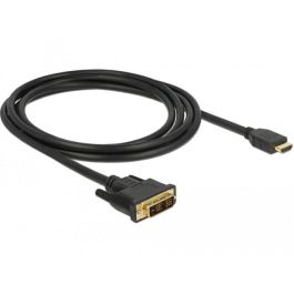 DeLOCK 85584 Cable DVI 18+1 macho a HDMI-A macho 2m negro, chapado en oro, resolución máxima 1920x1200