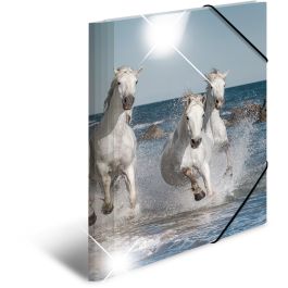 HERMA 19329 Carpeta convencional A4, de polipropileno, diseño brillante de caballo, cierre con banda elástica, multicolor