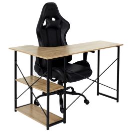 Home Deco Factory Escritorio Esquinero Job Negro Colección Industriel, Madera con Patas Negras, 120x74 cm