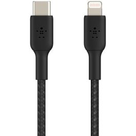 Belkin CAA004BT1MBK Cable USB-C a Lightning, 1m Trenzado Negro, Certificado MFi para iPhone y iPad