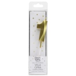 Party Time Vela Cifra 1 Oro para Aniversario - 13 cm