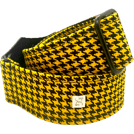GETM Correa Guitarra Bajo Hounds Tooth Yellow Ajustable Nailon Piel Polyester Alta Calidad 165 cm