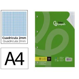 Recambio Liderpapel A4 100 Hojas 100 gr-M2 Cuadro 2 mm Con Margen 4 Taladros 24 unidades