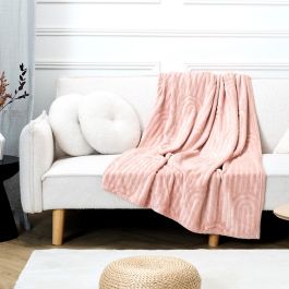 Home Deco Factory Manta Plaid Deco Arco 120x150 cm Relieve Lounge Rosa/Blanco/Beige/Negro