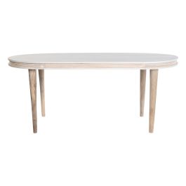 Mesa de Comedor DKD Home Decor Blanco Dorado Latón Madera de mango 180 x 90 x 76 cm