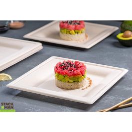 Set de 25 Platos Biodegradables Cuadrados 20 cm Algon (12 Unidades) Set de 25 Platos Biodegradables Cuadrados 20 cm Algon (12 Unidades)
