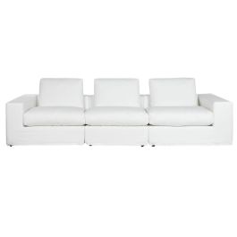 DKD Home Decor Sofá Moderno Blanco de Poliéster y Pluma Desenfundable Desmontable 286 cm Ancho, 95.5 cm Profundidad, 57 cm Alto