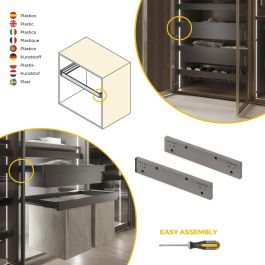 Emuca Juego de 2 distanciadores laterales para bastidor Quartz, Plástico, Titanio, 2 ud