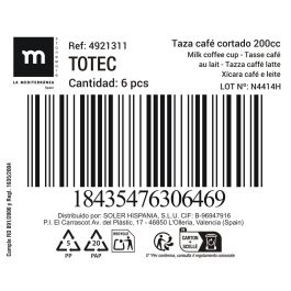 Inde Taza de Café Cortado 200 cc - Colección 035, Medidas 7x8.5 cm (24 Unidades)