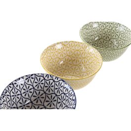DKD Home Decor Bol Oriental Porcelana Verde Azul 15.4 x 7.4 x 15.4 cm Apto Microondas/Lavavajillas (12 Unidades)
