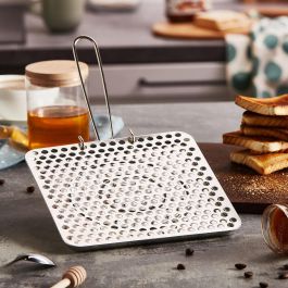 Quttin Tostador de Pan de Acero con Mango Plegable Medidas 20x20x1.2 cm