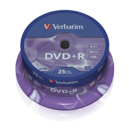 Dvd+R Verbatim Capacidad 4.7 grb Velocidad 16X 120 Min Tarrina De 25 Unidades Precio: 9.68999944. SKU: B1GY442RAZ