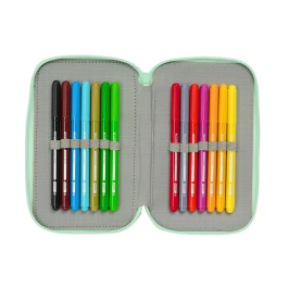 Estuche Escolar con Accesorios Disney Princess Bloom Rosa Aguamarina 12,5 x 19,5 x 5,5 cm 37 Piezas