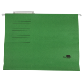 Liderpapel Carpeta Colgante A4 Verde en Cartulina Kraft 250 g/m² con Varillas Metálicas y Lomo en V