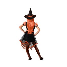 Disfraz Infantil Bruja Vestido Corto Naranja Falda Asimétrica 5-6 Años Halloween