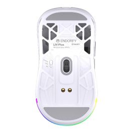 Endorfy LIV Plus Wireless Onyx White - Ratón Gaming Ambidiestro Óptico Inalámbrico Bluetooth 26000 DPI 6 Botones Programables RGB Blanco