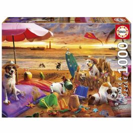 Educa EDU1747759383597 Puzzle Perros jugando en la playa, 1000 piezas, 68 x 48 cm, a partir de 12 años