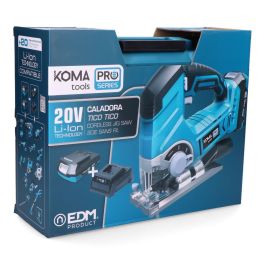 Koma Tools 20v-sc-k Sierra de Calar Kit 20V con 1 Batería 2.0Ah Li-ion, Cargador, Maletín y Hoja. Velocidad Variable, Luz LED.