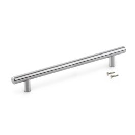 Emuca Lote de 10 tiradores para mueble Orlando, L178mm, intereje 128mm, Acero, Níquel satinado