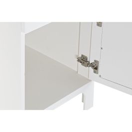 DKD Home Decor Escritorio Home Office Madera Abeto y Ratán Blanco con 3 Cajones y 2 Puertas, Medidas 140x50x76 cm