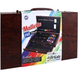 MGM Cajonera de madera 'Mano del Artista' 140 piezas – Kit completo de materiales de dibujo, pintura y pasteles para ocio creativo