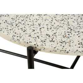 DKD Home Decor Mesa Centro Glam Desmontable de Hierro y Piedra Terrazo Negro Blanco 80x80x45 cm